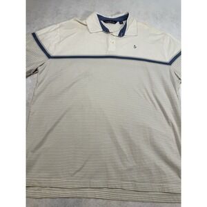 Tackle & Tides Men's XXL Polo Shirt Cream Blue Trim Casual Cotton Blend